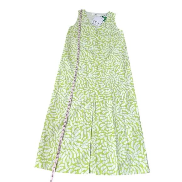 SKFK Gabriela Sleeveless Maxi Dress Green White Front Slit Size 6 Reg. $199 - Picture 8 of 14